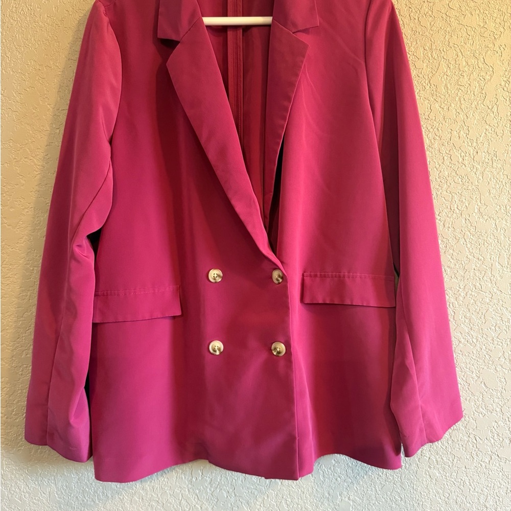 Mud Pie Fuchsia Double-Breasted Blazer
